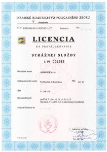 Licencia strážnej služby PS: 001583